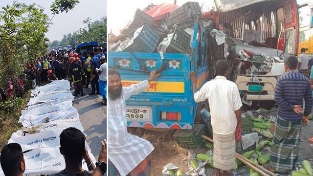 ফরিদপুরে বাস-পিকআপ সংঘর্ষে মৃত্যুর সংখ্যা বেড়ে ১৩, আহত ৫